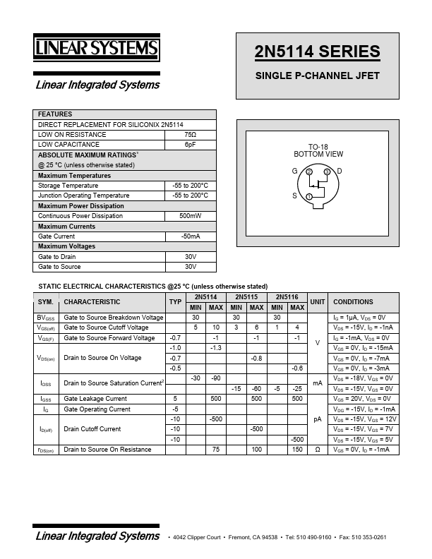 2N5115 Linear Integrated Systems