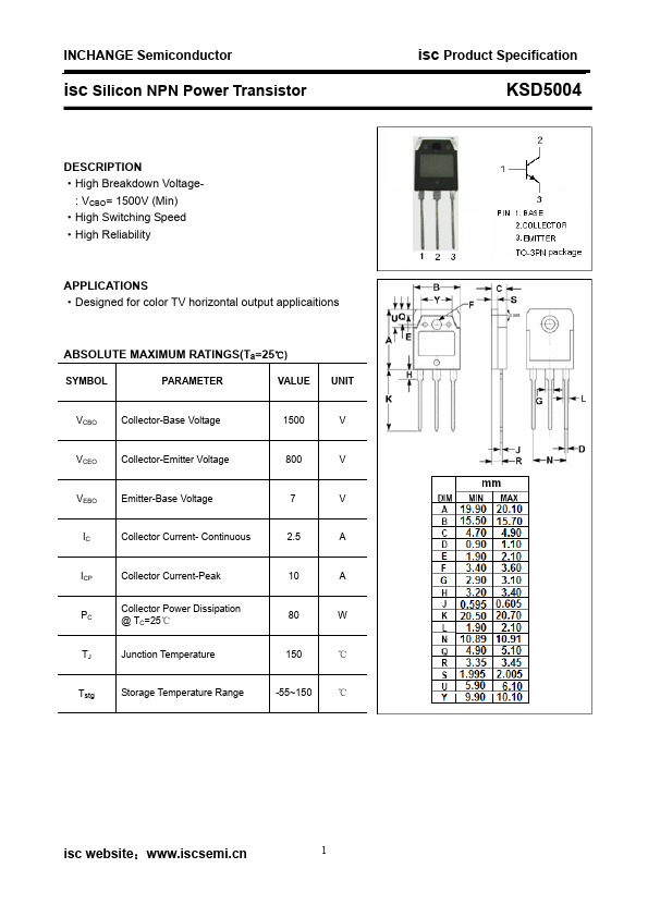 KSD5004 Inchange Semiconductor