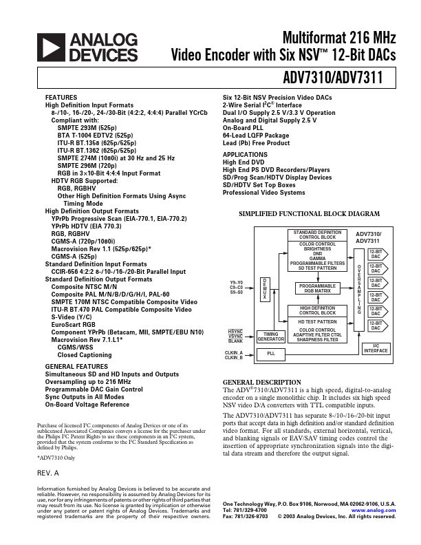 ADV7311 Analog Devices