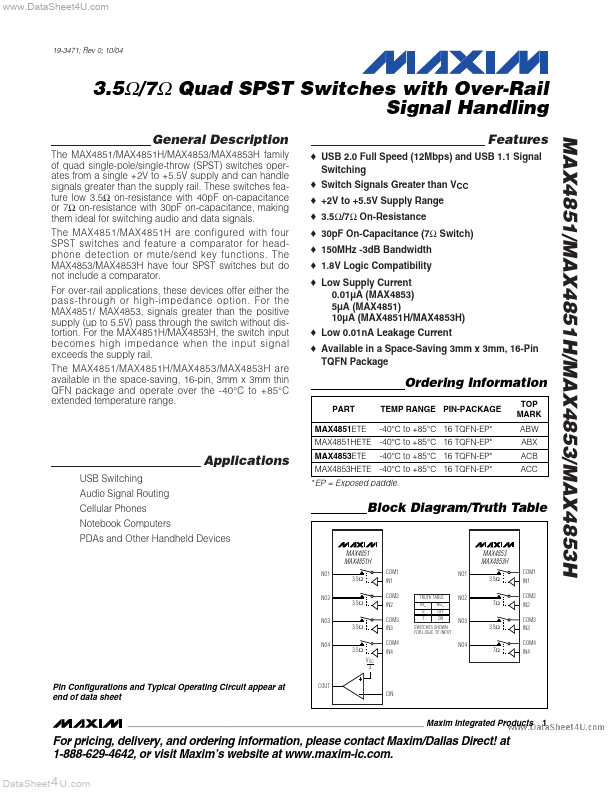 MAX4851 Maxim Integrated Products