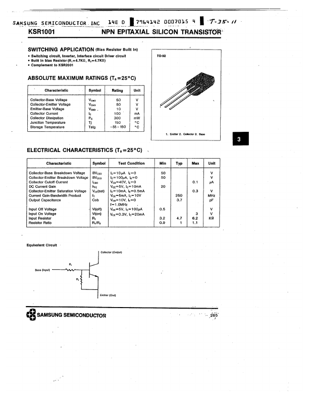 KSR1001 Samsung semiconductor