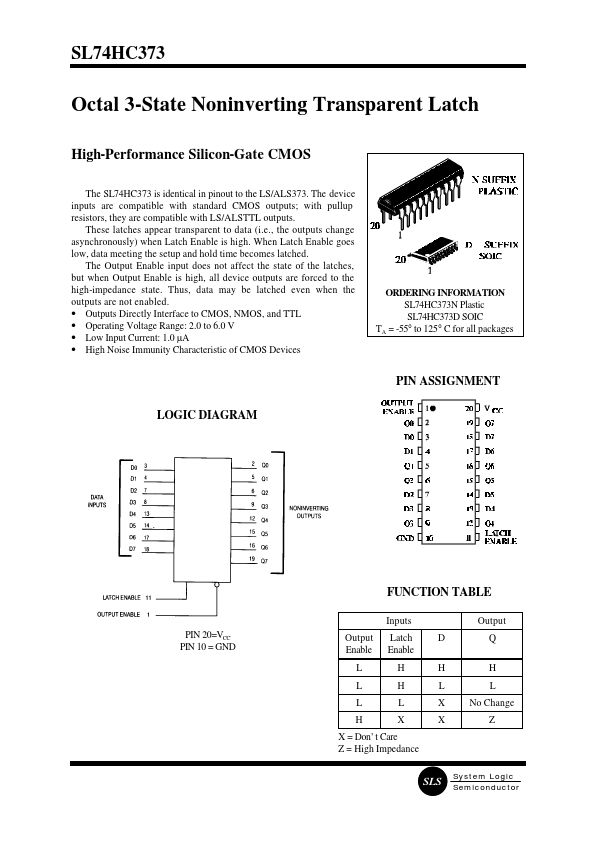 SL74HC373 System Logic Semiconductor
