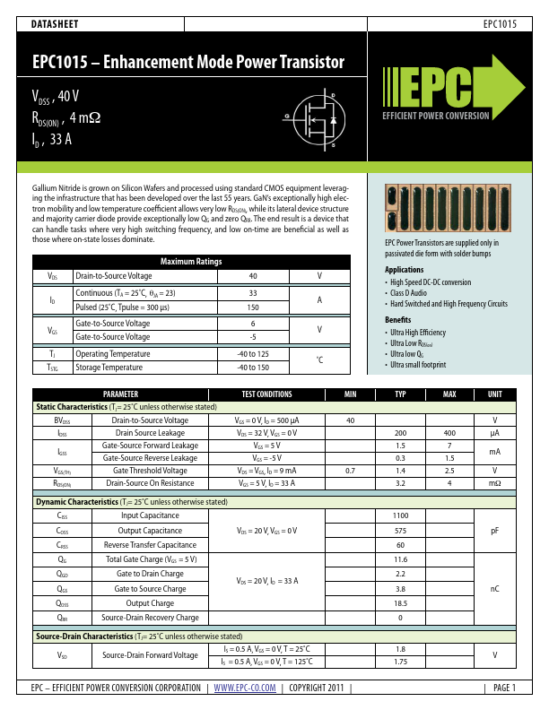 <?=EPC1015?> डेटा पत्रक पीडीएफ