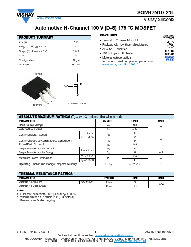 SQM47N10-24L