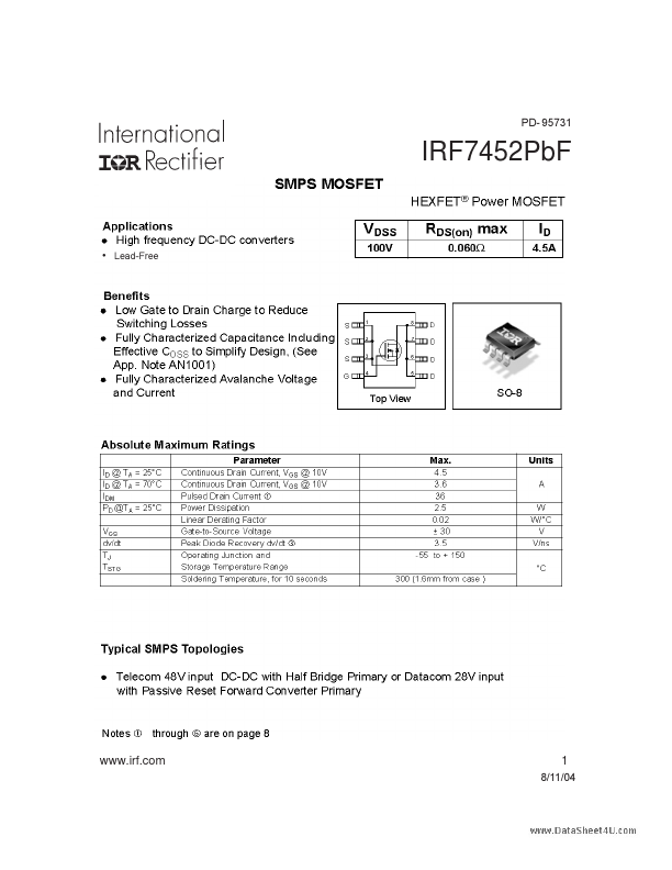 IRF7452PBF International Rectifier