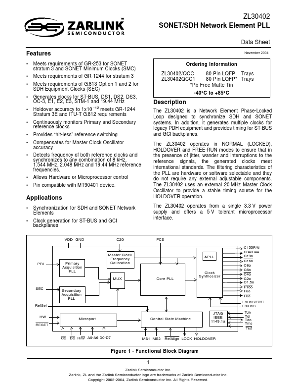 ZL30402 Zarlink Semiconductor Inc