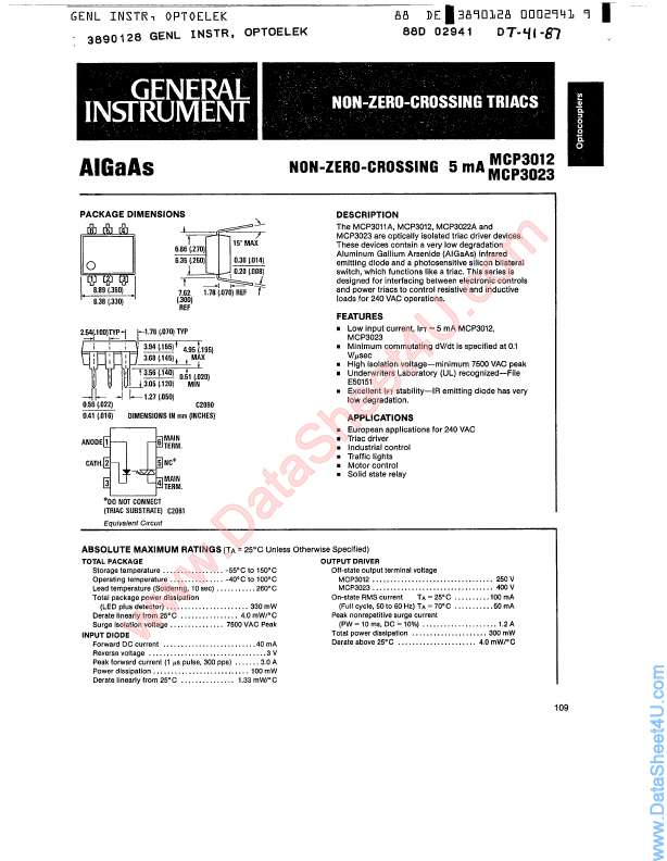 MCP3023 General Instrument Optoelectronics