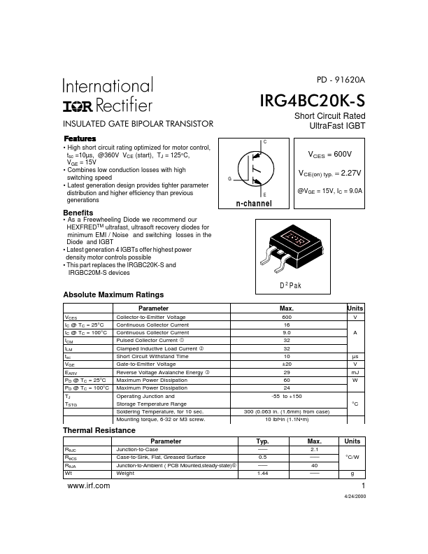 IRG4BC20K-S IRF