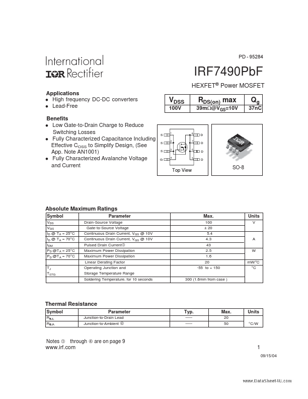 IRF7490PBF International Rectifier