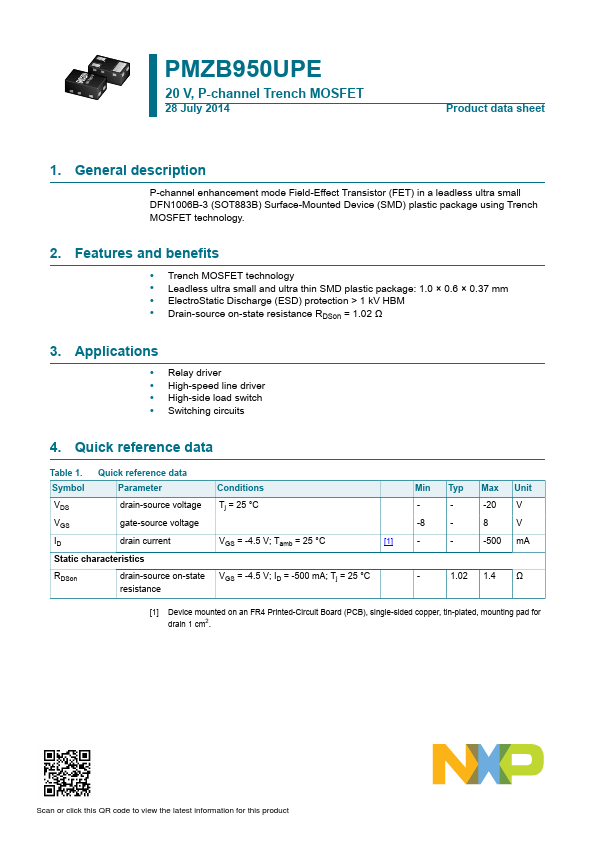 PMZB950UPE NXP Semiconductors