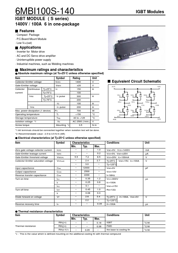 <?=6MBI100S-140?> डेटा पत्रक पीडीएफ