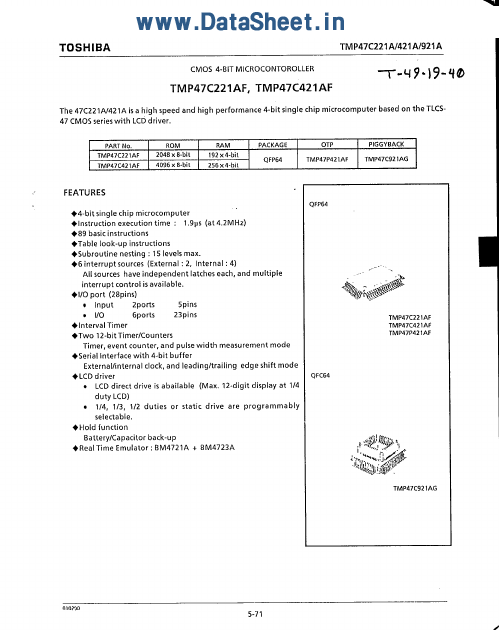 TMP47C221AF Toshiba
