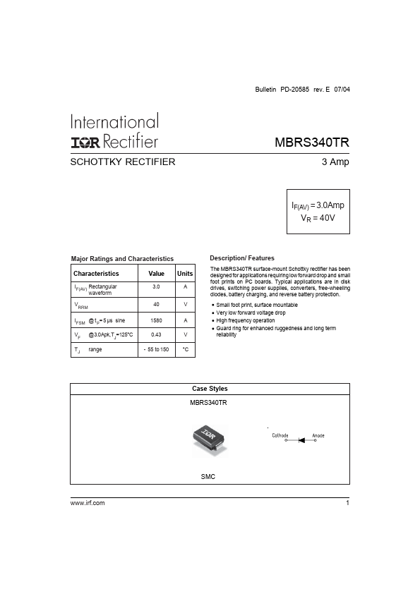 MBRS340TRPBF International Rectifier