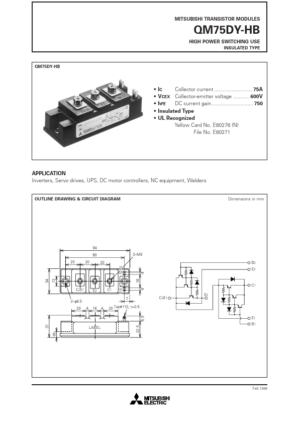 QM75DY-HB Mitsubishi Electric Semiconductor