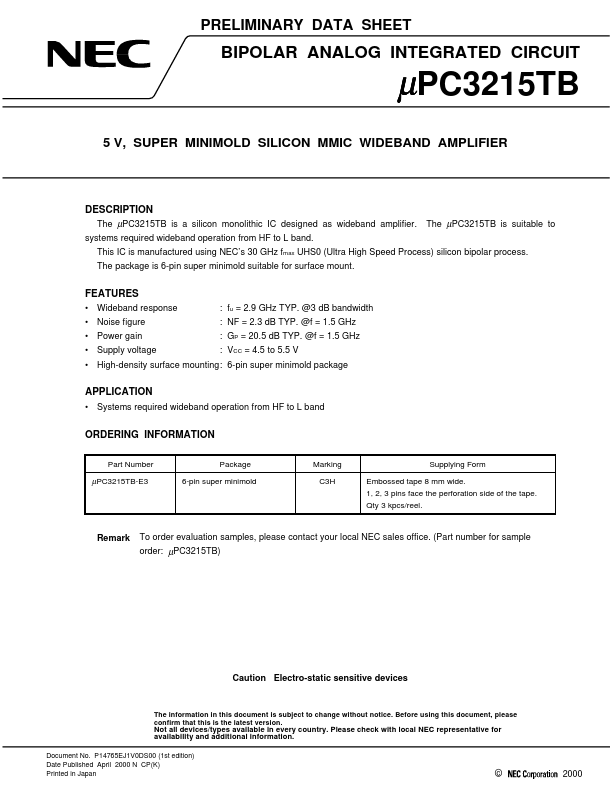 <?=UPC3215TB?> डेटा पत्रक पीडीएफ