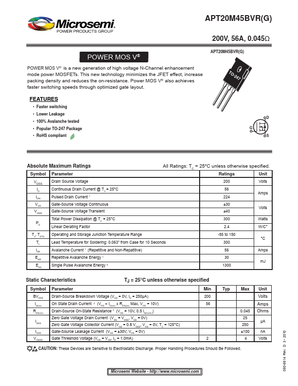 APT20M45BVR Microsemi