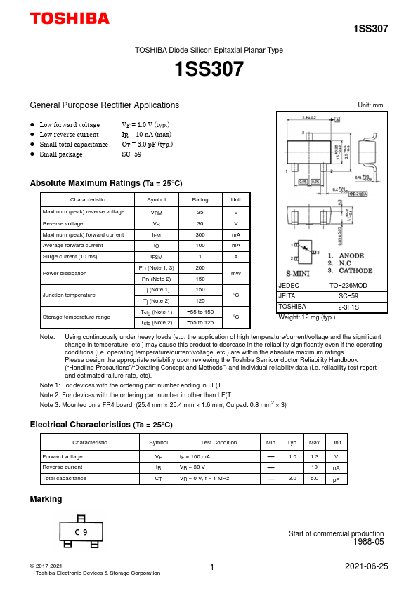 1SS307 Toshiba Semiconductor