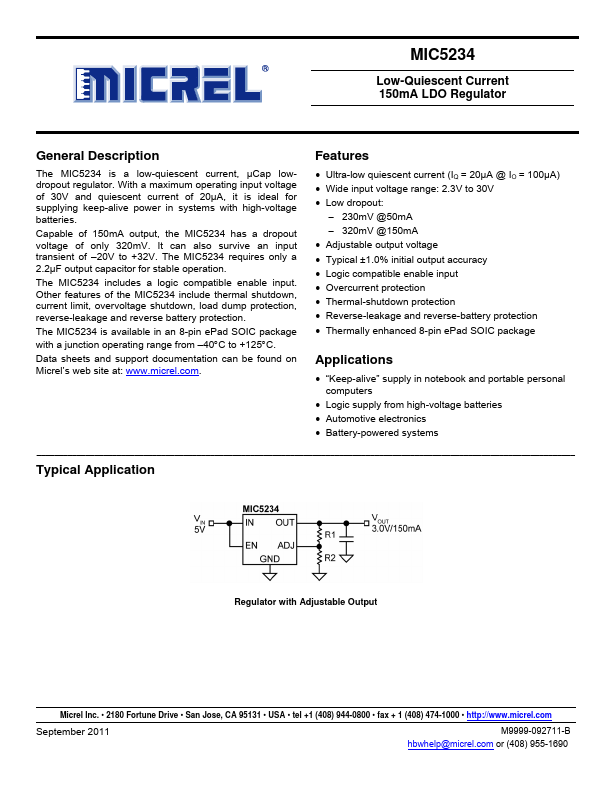 MIC5234 Micrel Semiconductor
