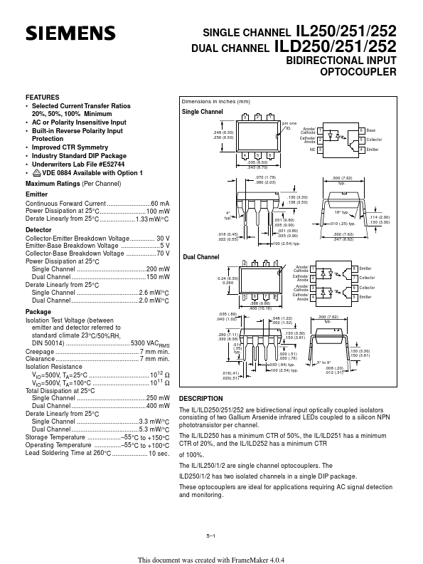 ILD250 Siemens Semiconductor Group