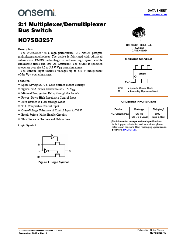 NC7SB3257 ON Semiconductor