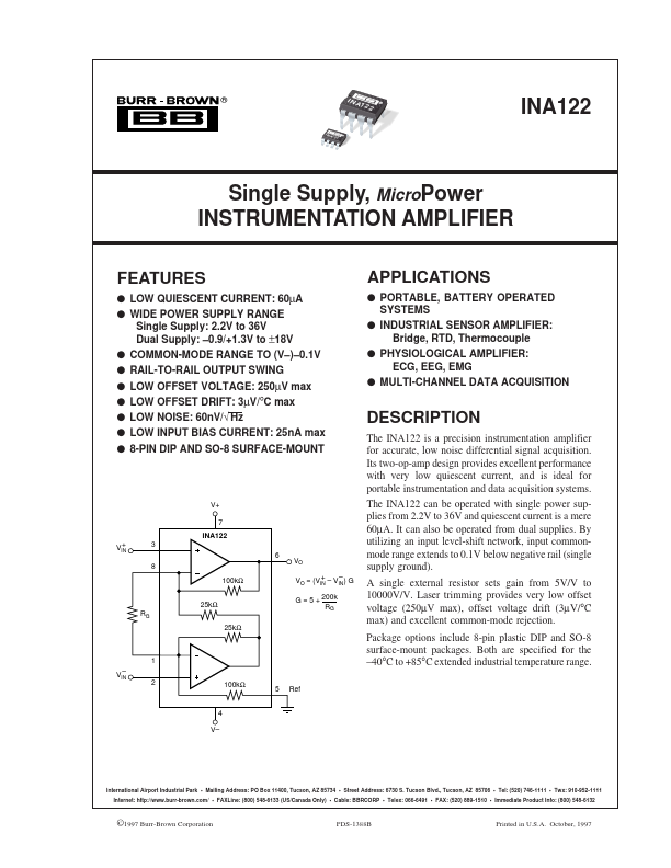 INA122 Burr-Brown Corporation