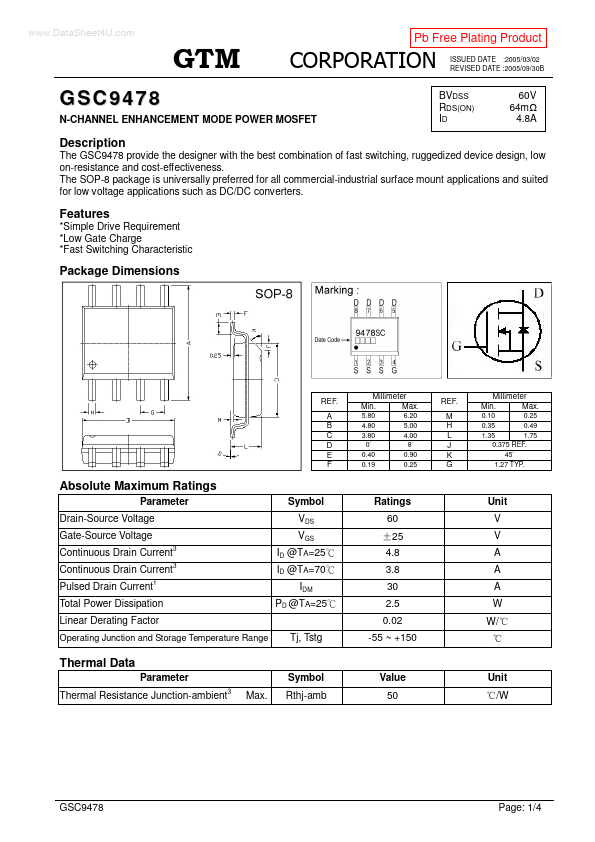 <?=GSC9478?> डेटा पत्रक पीडीएफ