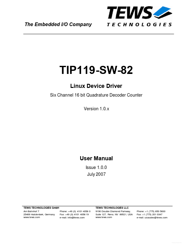 TIP119-SW-82 TEWS TECHNOLOGIES