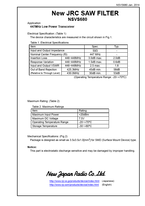 <?=NSVS680?> डेटा पत्रक पीडीएफ