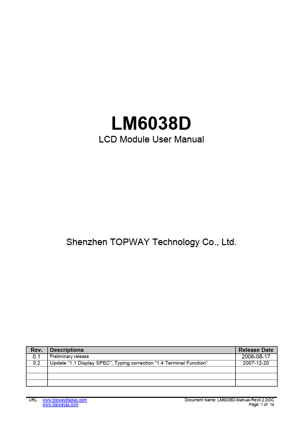LM6038D TOPWAY