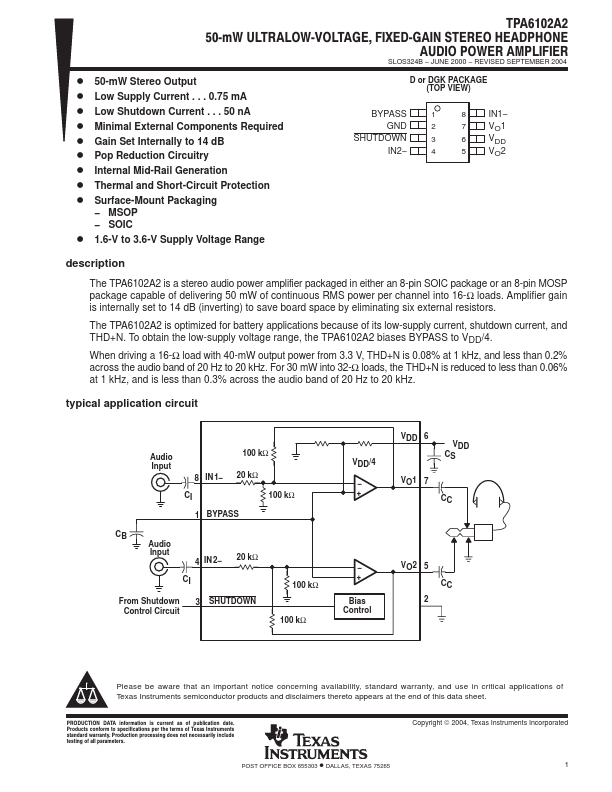 <?=TPA6102A2?> डेटा पत्रक पीडीएफ