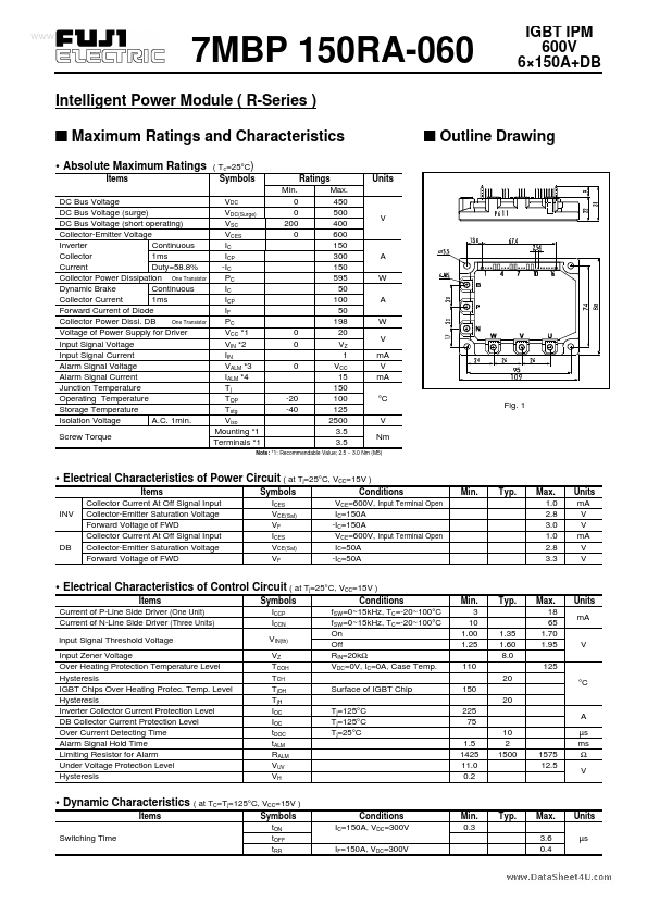 <?=7MBP150RA-060?> डेटा पत्रक पीडीएफ