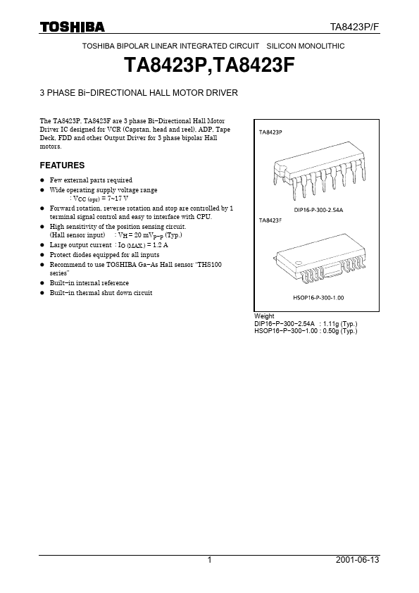 TA8423F Toshiba Semiconductor