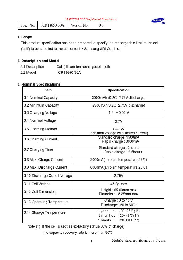 ICR18650-30A