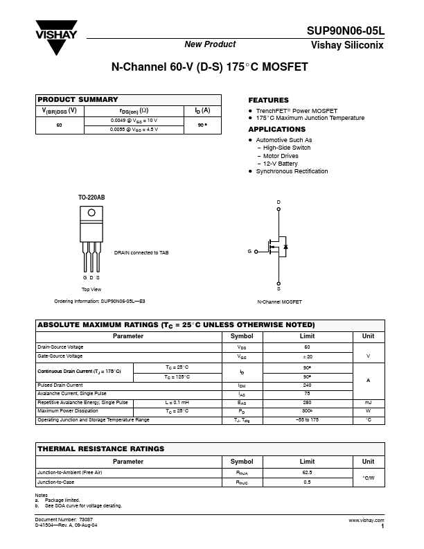 SUP90N06-05L