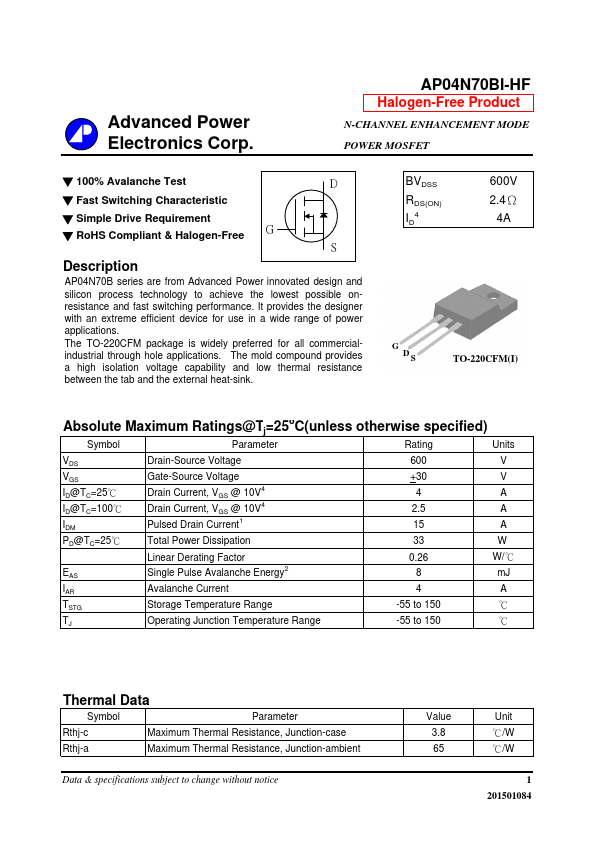 AP04N70BI-HF