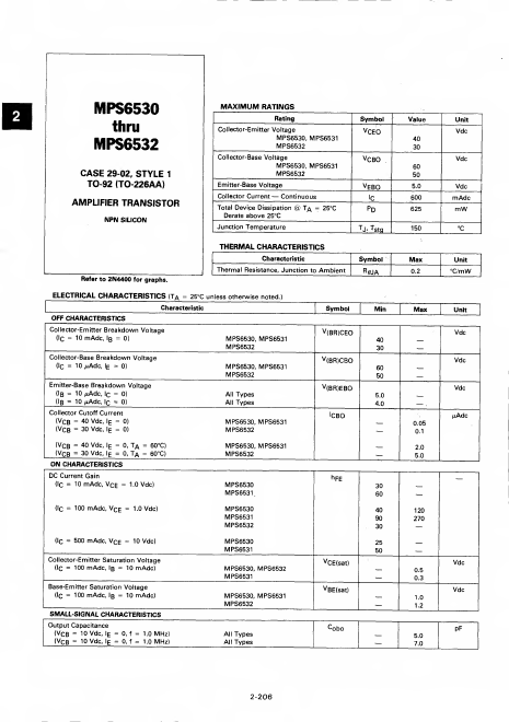 <?=MPS6531?> डेटा पत्रक पीडीएफ