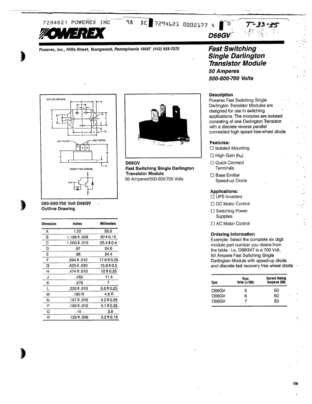 D66GV Powerex Power Semiconductors