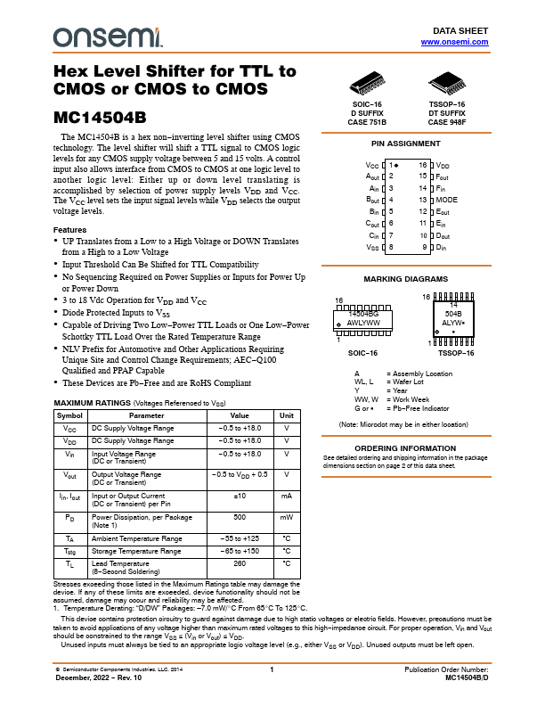 MC14504B ON Semiconductor