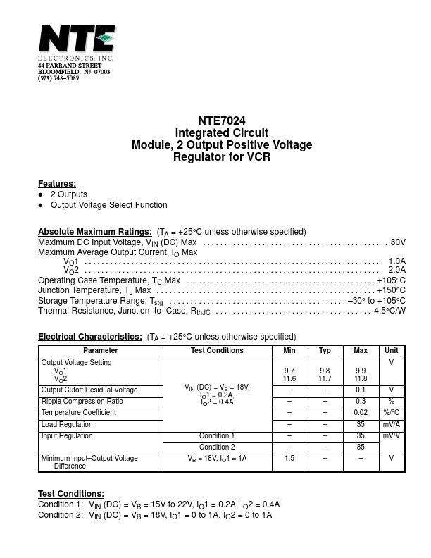 <?=NTE7024?> डेटा पत्रक पीडीएफ