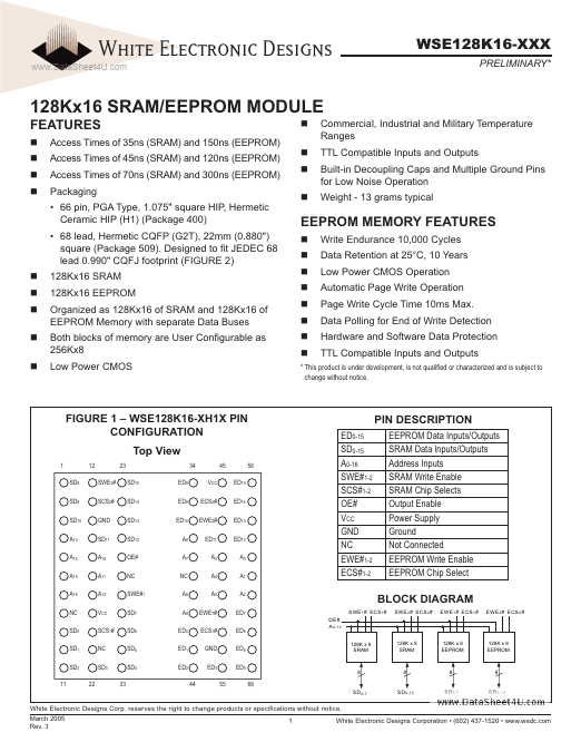<?=WSE128K16-xxx?> डेटा पत्रक पीडीएफ