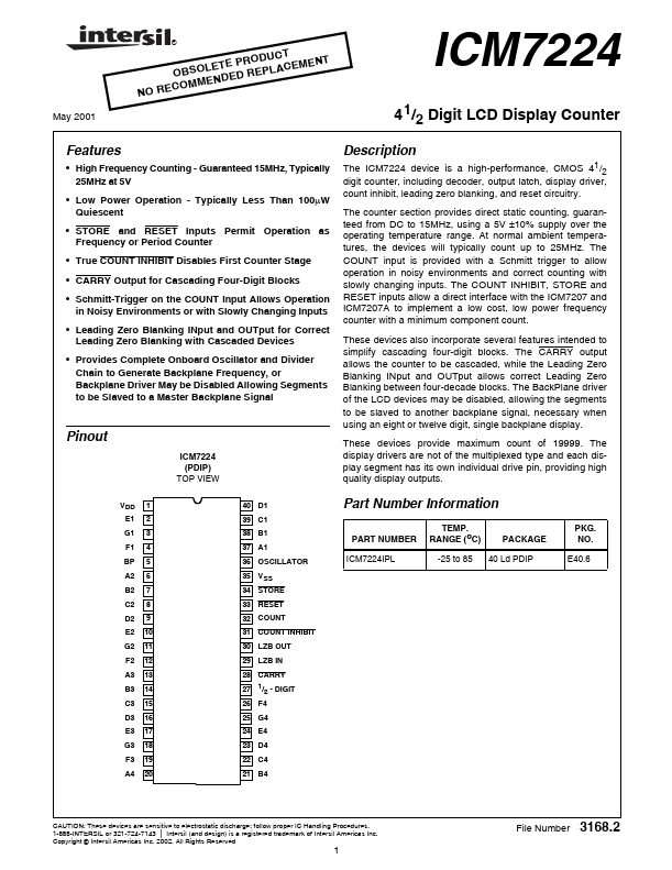 ICM7224 Intersil Corporation