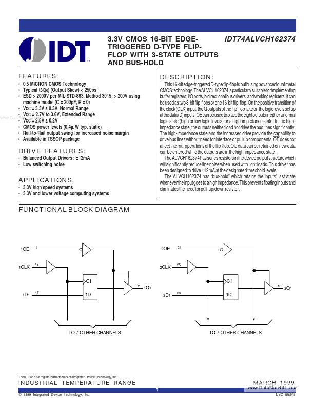 IDT74ALVCH162374 Integrated Device Technology