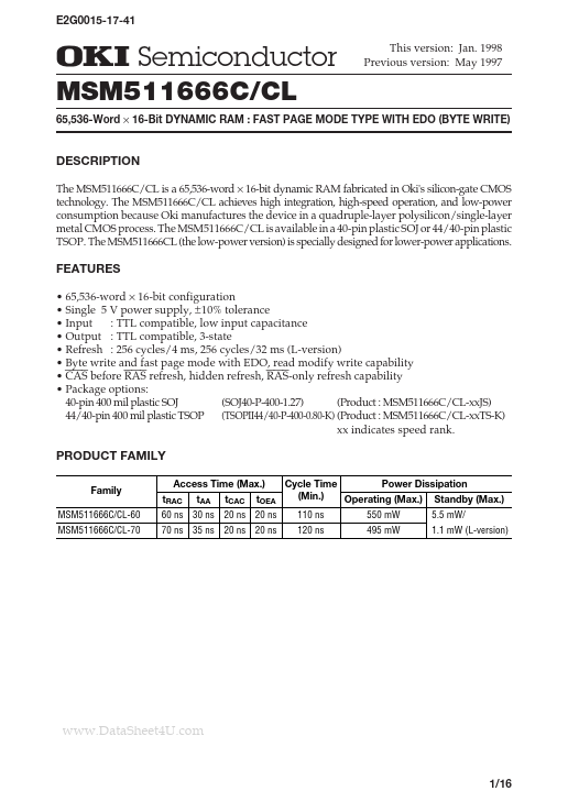 MSM511666C OKI electronic