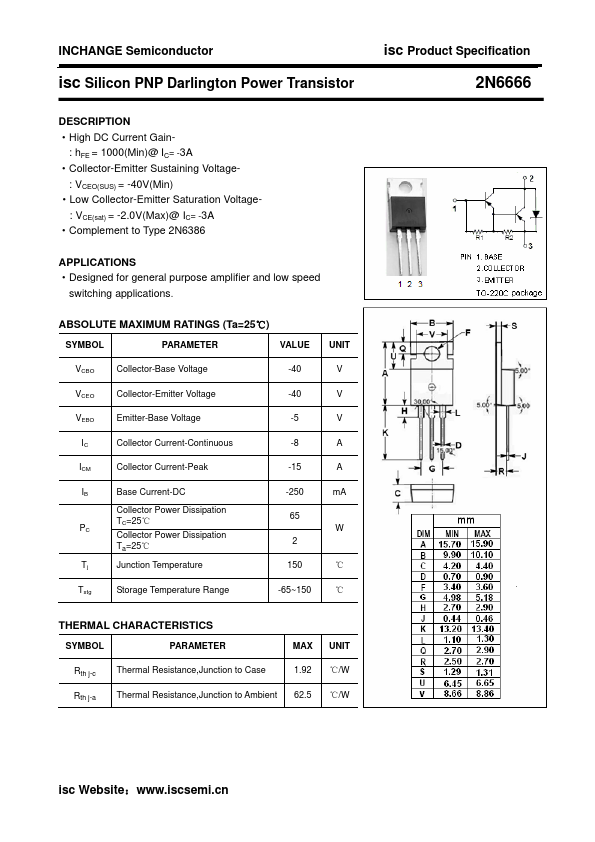 2N6666 Inchange Semiconductor