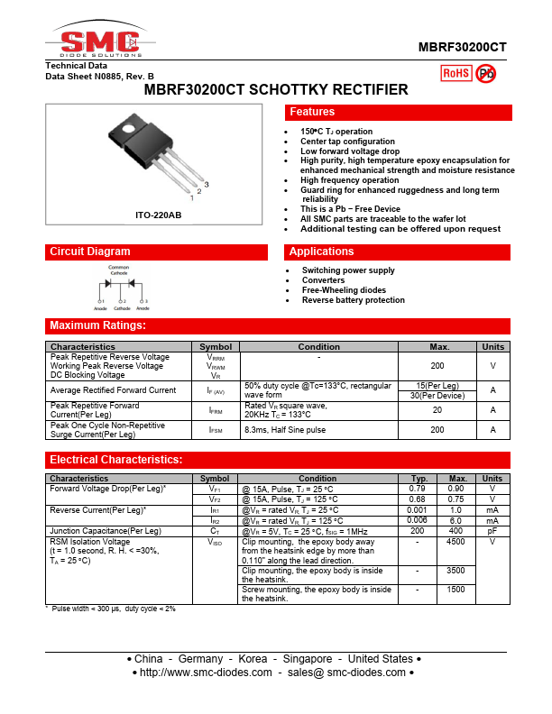 MBRF30200CT SMC Diode