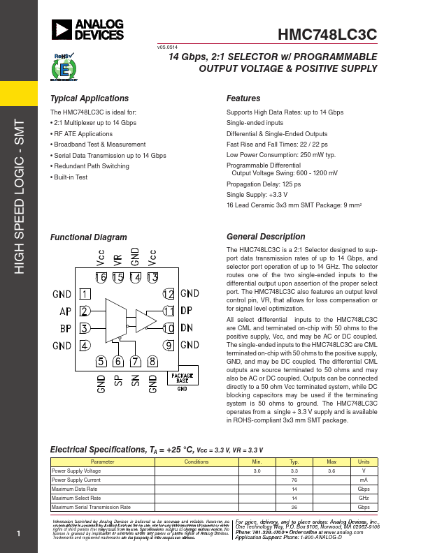 HMC748LC3C Analog Devices