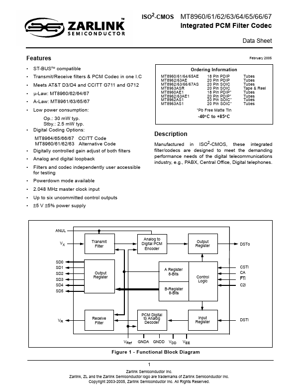 MT8965 Zarlink Semiconductor