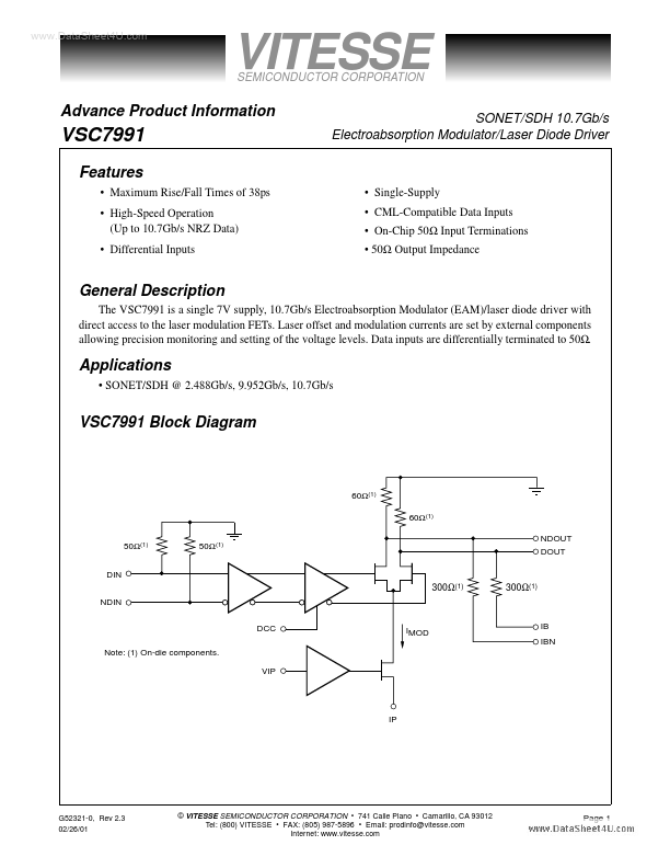VSC7991 Vitesse Semiconductor