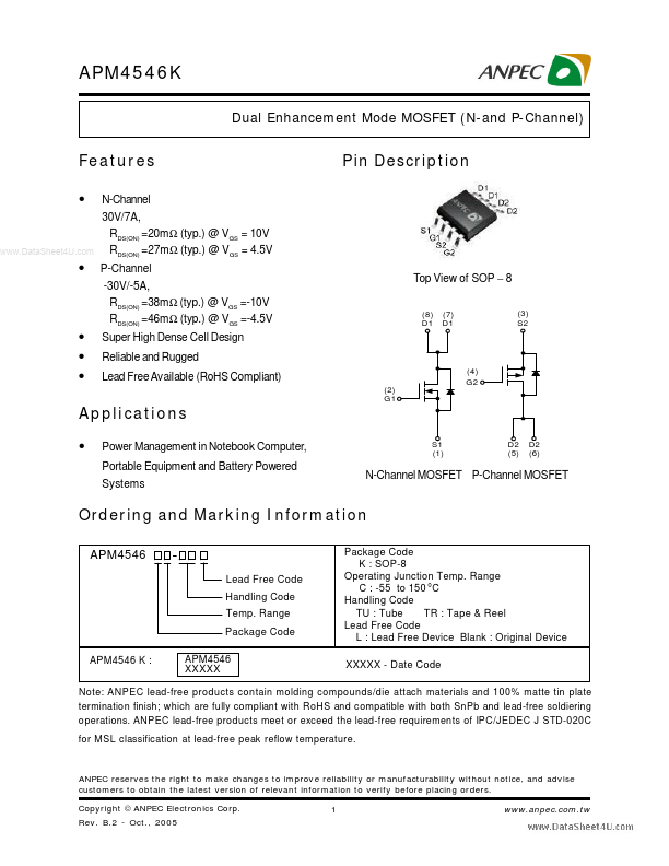 APM4546K Anpec Electronics