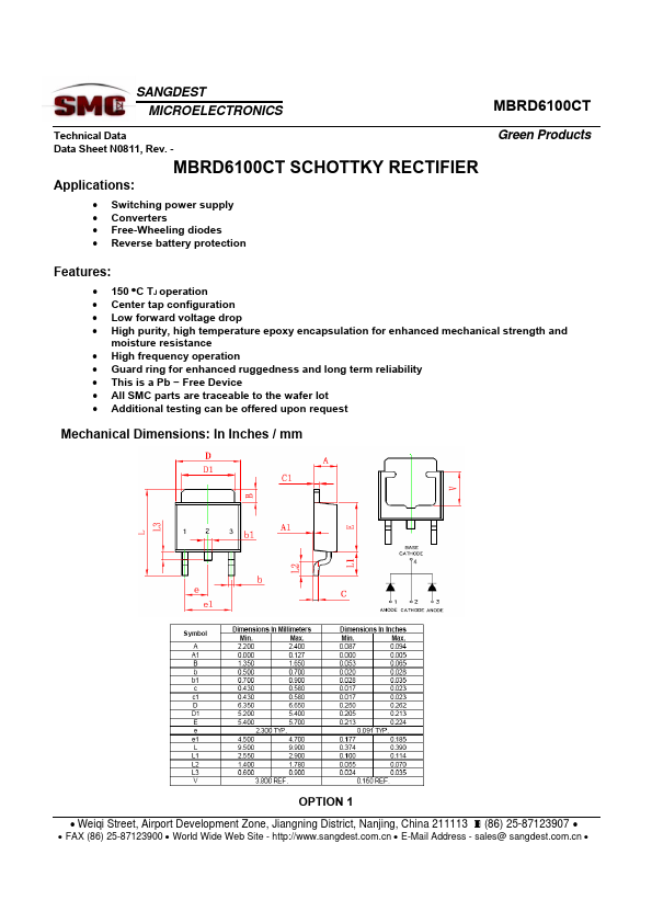 MBRD6100CT SANGDEST MICROELECTRONICS